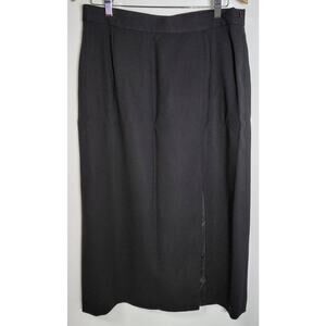 IP9 DONCASTER SIGNATURE Wool Skirt Black Solid Lined 100% Wool Women Size 12